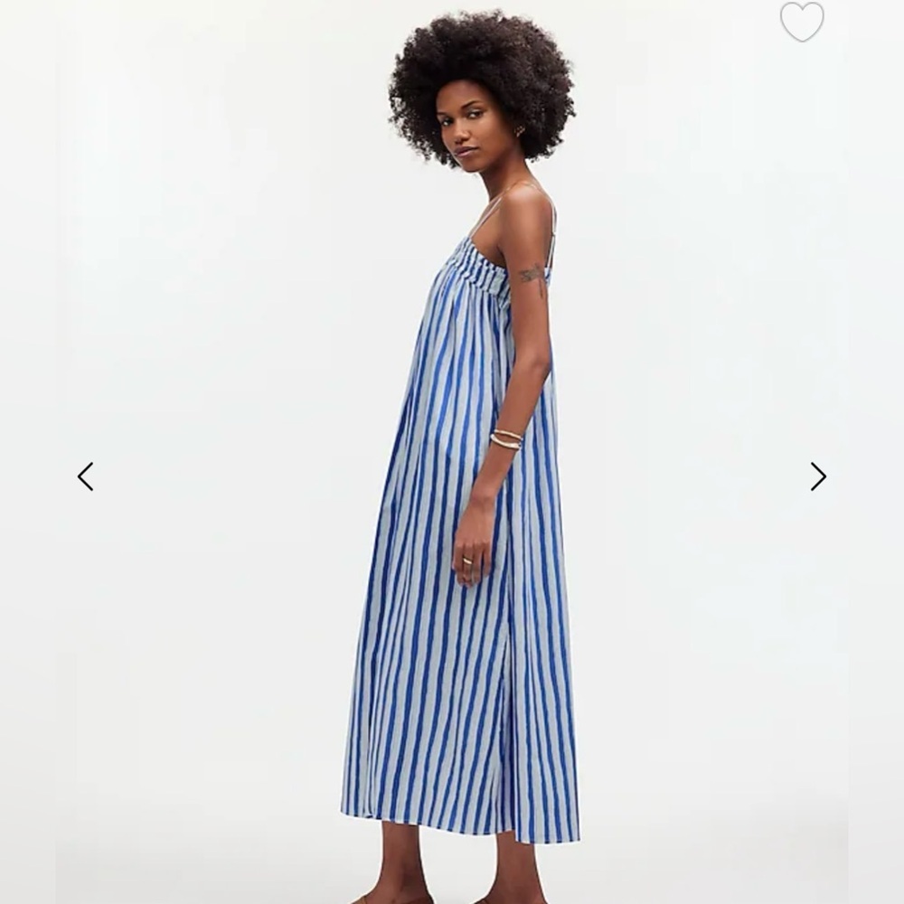 Madewell Blue & White Vertical-Stripe Spaghetti Strap Maxi Dress - Picture 3 of 11